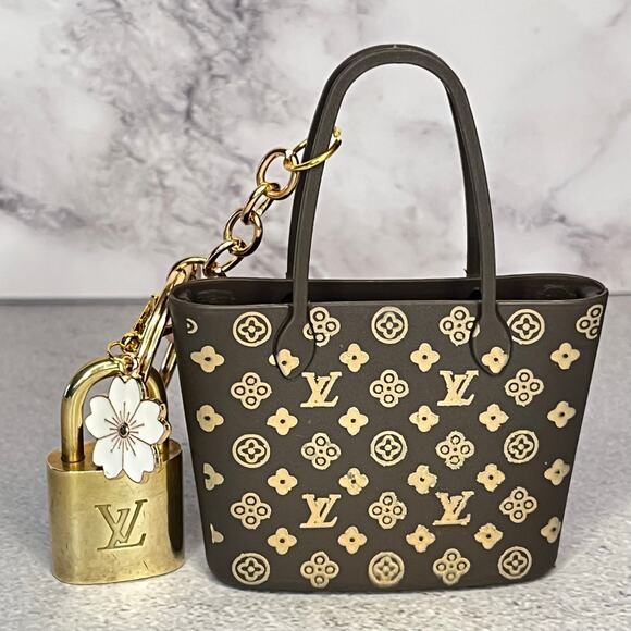 Authentic Louis Vuitton Gold Brass Lock # 310 w/ a Mini Bag Charm Keychain - Picture 1 of 5